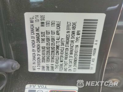 Zdjęcie 13 z 13 samochodu: 2015 HONDA CR-V EXL VIN:2HKRM3H73FH511194 - miniatura