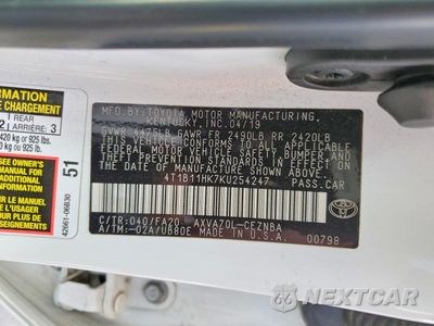 Zdjęcie 12 z 12 samochodu: 2019 TOYOTA CAMRY LE VIN:4T1B11HK7KU254247 - miniatura