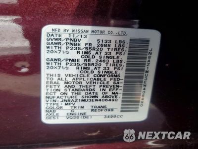 Zdjęcie 12 z 12 samochodu: 2014 NISSAN MURANO LE VIN:JN8AZ1MU3EW406490 - miniatura