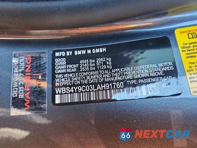 Zdjęcie 12 z 12 samochodu: 2020 BMW M4 VIN:WBS4Y9C03LAH91760 - miniatura