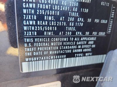 Zdjęcie 13 z 13 samochodu: 2012 VOLKSWAGEN TIGUAN S VIN:WVGBV7AX9CW566668 - miniatura