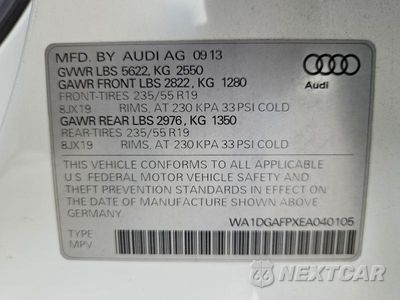 Zdjęcie 14 z 14 samochodu: 2014 AUDI Q5 PREMIUM PLUS VIN:WA1DGAFPXEA040105 - miniatura
