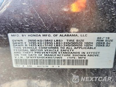 Zdjęcie 13 z 13 samochodu: 2019 HONDA PILOT ELITE VIN:5FNYF6H05KB072969 - miniatura