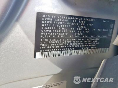 Zdjęcie 13 z 13 samochodu: 2011 VOLKSWAGEN TIGUAN S VIN:WVGBV7AX1BW555274 - miniatura