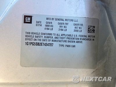 Zdjęcie 12 z 12 samochodu: 2014 CHEVROLET CRUZE LTZ VIN:1G1PG5SB2E7434787 - miniatura