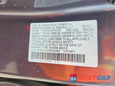 Zdjęcie 13 z 13 samochodu: 2024 HONDA ODYSSEY EXL VIN:5FNRL6H62RB002809 - miniatura