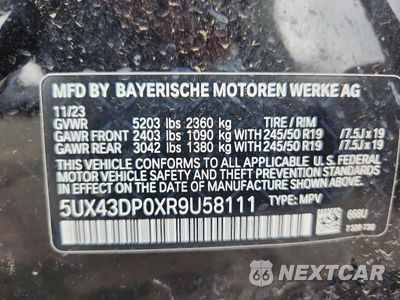 Zdjęcie 14 z 14 samochodu: 2024 BMW X3 SDRIVE30I VIN:5UX43DP0XR9U58111 - miniatura