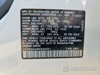 Zdjęcie 13 z 13 samochodu: 2023 VOLKSWAGEN ATLAS SEL PREMIUM R-LINE VIN:1V2FR2CA3PC520331 - miniatura
