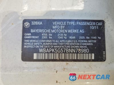 Zdjęcie 12 z 12 samochodu: 2011 BMW 328 XI SULEV VIN:WBAPK5G57BNN78980 - miniatura