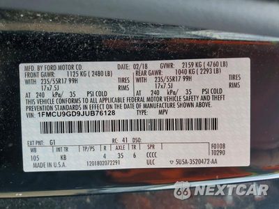 Zdjęcie 13 z 13 samochodu: 2018 FORD ESCAPE SE VIN:1FMCU9GD9JUB76128 - miniatura