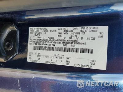 Zdjęcie 12 z 12 samochodu: 2016 FORD F150 SUPER CAB VIN:1FTEX1C83GKD95962 - miniatura