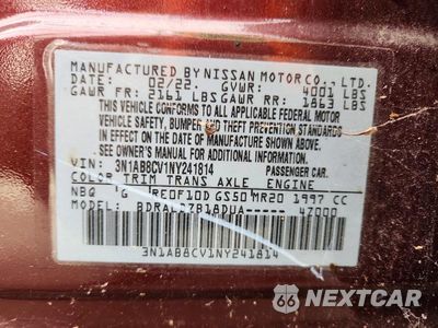 Zdjęcie 12 z 12 samochodu: 2022 NISSAN SENTRA SV VIN:3N1AB8CV1NY241814 - miniatura