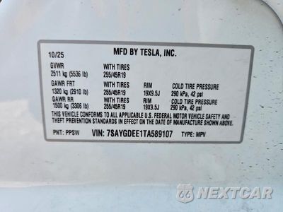 Zdjęcie 12 z 12 samochodu: 2026 TESLA MODEL Y VIN:7SAYGDEE1TA589107 - miniatura