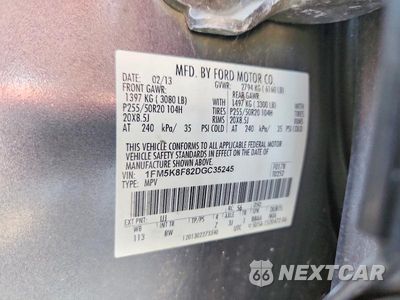 Zdjęcie 13 z 13 samochodu: 2013 FORD EXPLORER LIMITED VIN:1FM5K8F82DGC35245 - miniatura