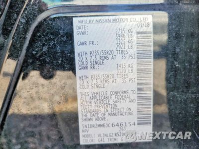 Zdjęcie 13 z 13 samochodu: 2018 NISSAN PATHFINDER SL VIN:5N1DR2MM6JC646154 - miniatura