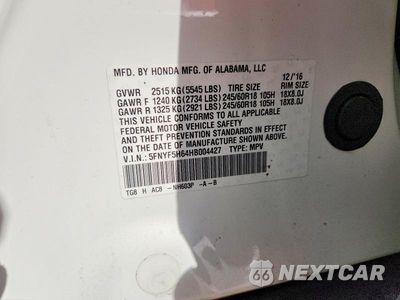 Zdjęcie 13 z 13 samochodu: 2017 HONDA PILOT EXL VIN:5FNYF5H64HB004427 - miniatura
