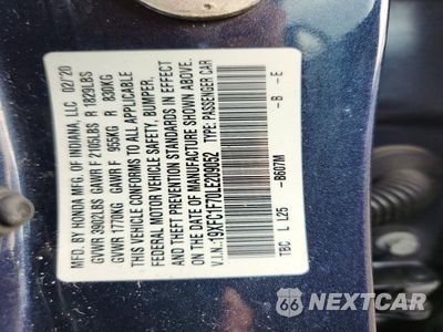 Zdjęcie 12 z 12 samochodu: 2020 HONDA CIVIC EXL VIN:19XFC1F70LE209052 - miniatura