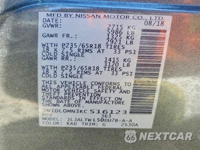 Zdjęcie 13 z 13 samochodu: 2019 INFINITI QX60 LUXE VIN:5N1DL0MN3KC516123 - miniatura