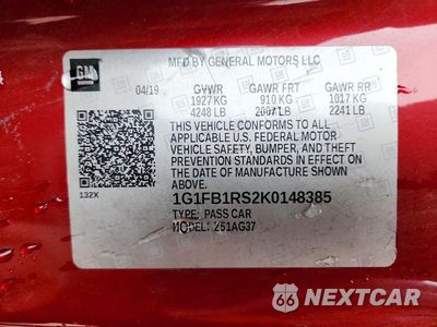 Zdjęcie 12 z 12 samochodu: 2019 CHEVROLET CAMARO LS VIN:1G1FB1RS2K0148385 - miniatura