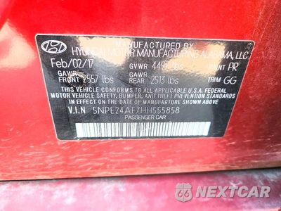 Zdjęcie 12 z 12 samochodu: 2017 HYUNDAI SONATA VIN:5NPE24AF7HH555858 - miniatura