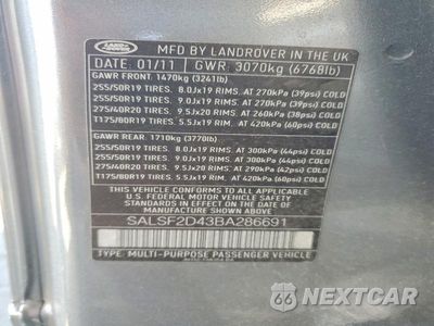 Zdjęcie 12 z 12 samochodu: 2011 LAND ROVER RANGE ROVER SPORT HSE VIN:SALSF2D43BA286691 - miniatura