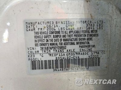 Zdjęcie 12 z 12 samochodu: 2014 NISSAN SENTRA SV VIN:3N1AB7AP9EY298552 - miniatura