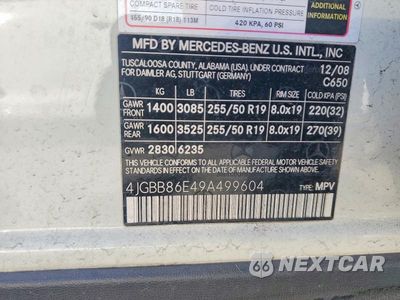 Zdjęcie 12 z 12 samochodu: 2009 MERCEDES-BENZ ML 350 VIN:4JGBB86E49A499604 - miniatura