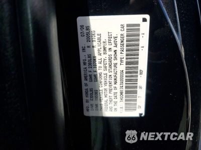 Zdjęcie 12 z 12 samochodu: 2007 HONDA ACCORD EX VIN:1HGCM81747A000004 - miniatura
