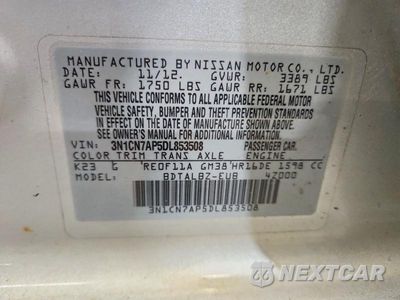 Zdjęcie 13 z 13 samochodu: 2013 NISSAN VERSA 1.6 S VIN:3N1CN7AP5DL853508 - miniatura