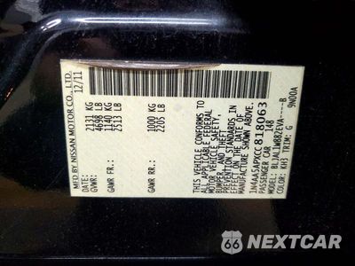 Zdjęcie 12 z 12 samochodu: 2012 NISSAN MAXIMA 3.5 S VIN:1N4AA5APXCC818063 - miniatura