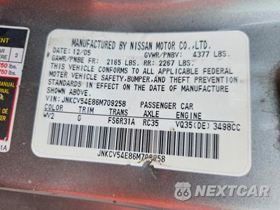 Zdjęcie 12 z 12 samochodu: 2006 INFINITI G35 BASE VIN:JNKCV54E86M709258 - miniatura