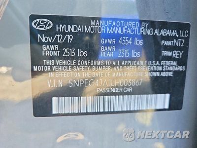 Zdjęcie 13 z 13 samochodu: 2020 HYUNDAI SONATA SE VIN:5NPEG4JA1LH003867 - miniatura