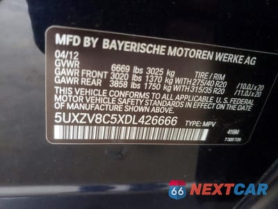Zdjęcie 13 z 13 samochodu: 2013 BMW X5 XDRIVE50I VIN:5UXZV8C5XDL426666 - miniatura