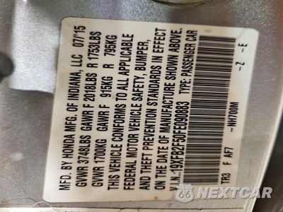 Zdjęcie 13 z 13 samochodu: 2015 HONDA CIVIC LX VIN:19XFB2F50FE090883 - miniatura