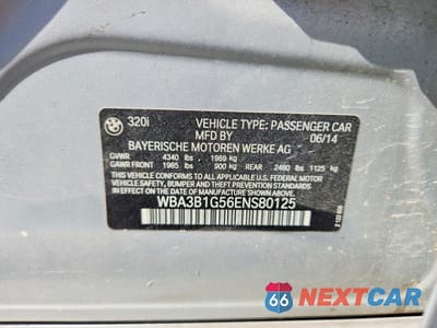 Zdjęcie 12 z 12 samochodu: 2014 BMW 3 SERIES 320 I VIN:WBA3B1G56ENS80125 - miniatura