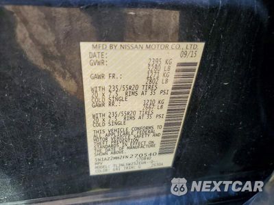 Zdjęcie 13 z 13 samochodu: 2015 NISSAN MURANO PLATINUM VIN:5N1AZ2MH2FN270540 - miniatura