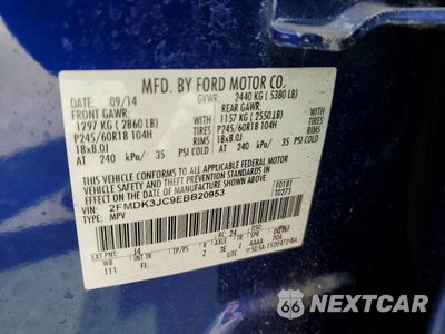 Zdjęcie 14 z 14 samochodu: 2014 FORD EDGE SEL VIN:2FMDK3JC9EBB20953 - miniatura