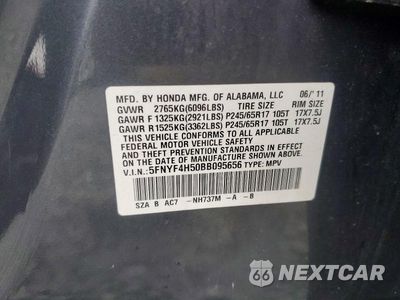 Zdjęcie 13 z 13 samochodu: 2011 HONDA PILOT EXL VIN:5FNYF4H50BB095656 - miniatura