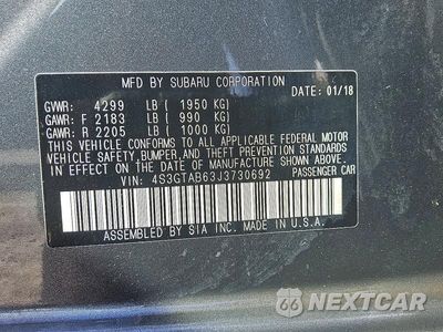 Zdjęcie 13 z 13 samochodu: 2018 SUBARU IMPREZA PREMIUM VIN:4S3GTAB63J3730692 - miniatura