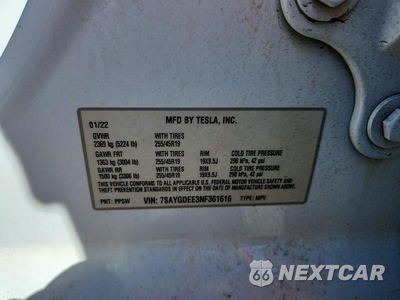 Zdjęcie 14 z 14 samochodu: 2022 TESLA MODEL Y VIN:7SAYGDEE3NF361616 - miniatura