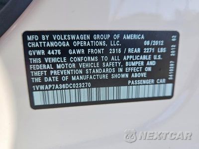Zdjęcie 12 z 12 samochodu: 2013 VOLKSWAGEN PASSAT S VIN:1VWAP7A36DC023270 - miniatura