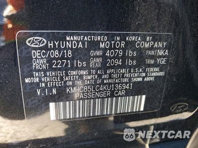 Zdjęcie 12 z 12 samochodu: 2019 HYUNDAI IONIQ LIMITED VIN:KMHC85LC4KU136941 - miniatura