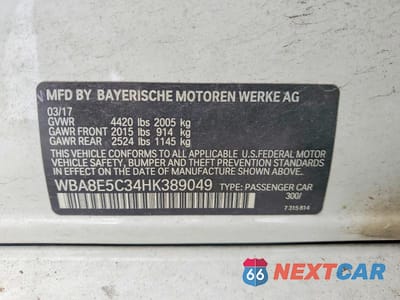 Zdjęcie 13 z 13 samochodu: 2017 BMW 328 D VIN:WBA8E5C34HK389049 - miniatura