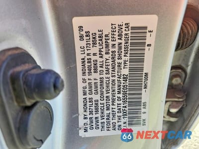 Zdjęcie 12 z 12 samochodu: 2009 HONDA CIVIC LX VIN:19XFA16559E051482 - miniatura