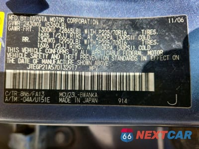 Zdjęcie 12 z 12 samochodu: 2007 TOYOTA HIGHLANDER SPORT VIN:4TEGP21A570132917 - miniatura