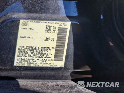Zdjęcie 12 z 12 samochodu: 2014 NISSAN ALTIMA 2.5 SL VIN:1N4AL3AP9EC410316 - miniatura