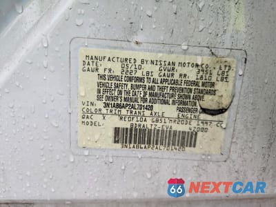 Zdjęcie 13 z 13 samochodu: 2010 NISSAN SENTRA 2.0 VIN:3N1AB6AP2AL701420 - miniatura