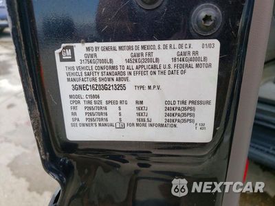 Zdjęcie 13 z 13 samochodu: 2003 CHEVROLET SUBURBAN C1500 VIN:3GNEC16Z03G213255 - miniatura