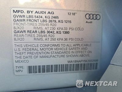 Zdjęcie 12 z 12 samochodu: 2019 AUDI Q5 PREMIUM PLUS VIN:WA1BNAFY5K2032599 - miniatura