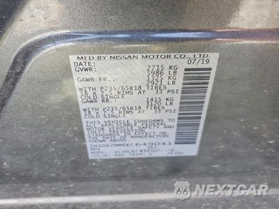 Zdjęcie 13 z 13 samochodu: 2019 NISSAN PATHFINDER S VIN:5N1DR2MM6KC649041 - miniatura